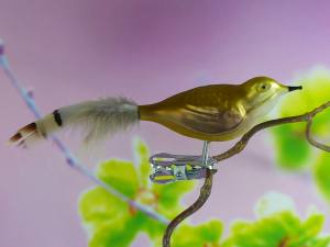 Glasvogel gelb-braun matt , 7,5cm, ..1 Stück