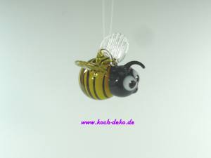 Hummel, Glas aus Lauscha, 3,5cm, gelb, durchsichtig