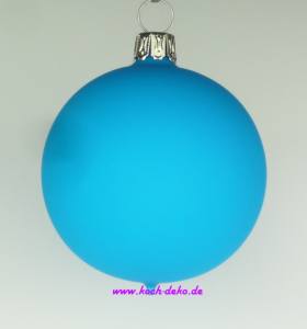 Mundgeblasene Christbaumkugeln, neon blau matt