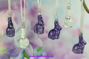Mundgeblasene Häschen aus Glas, 6er Set, ultra violet Mix (Set6)