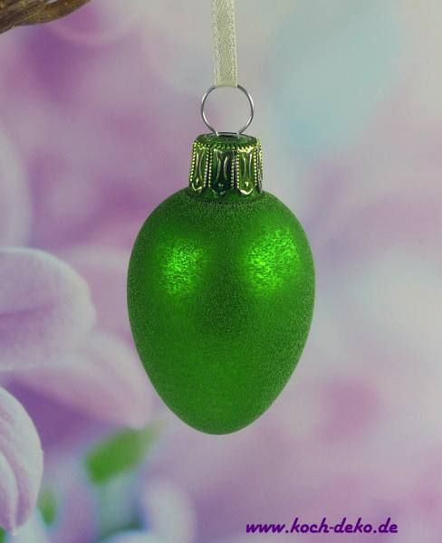 Ostereier aus Glas, einfarbig, 6er-Set, gruen, Sand