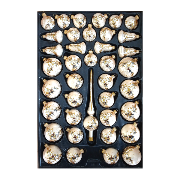 33-teiliger Christbaumschmuck Set Schwarz - Bruchfeste Kugeln Mit Stern-Spitze