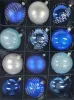 Mundgeblasene Christbaumkugeln, "BLAU /WEISS Mix 12er Set Christbaumkugeln EXCLUSIV"