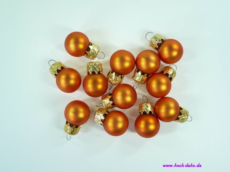 Weihnachtskugeln, Mini Christbaumkugeln 20mm, hellorange matt