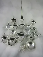 Christbaumschmuck Sortiment silber glanz / matt, 38 tlg.